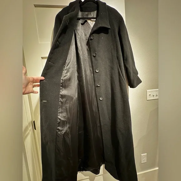 Vintage Marvin Richards Women’s 16 Cashmere & Wool Trench Coat Black Long - Picture 4 of 9